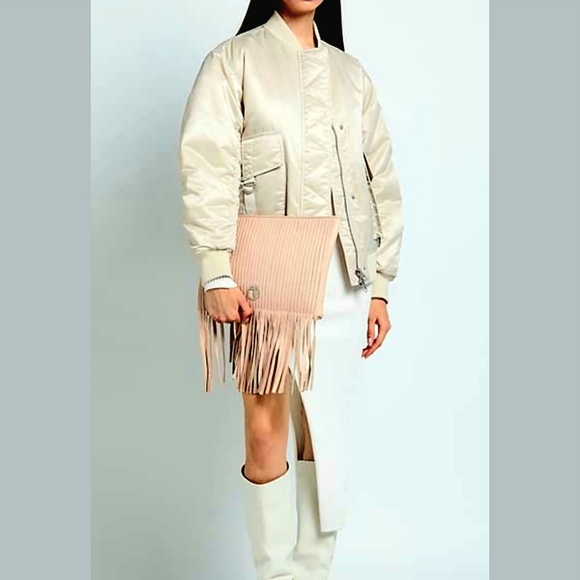 Tru Trussardi blush leather fringed pochette, NWT - Picture 11 of 11